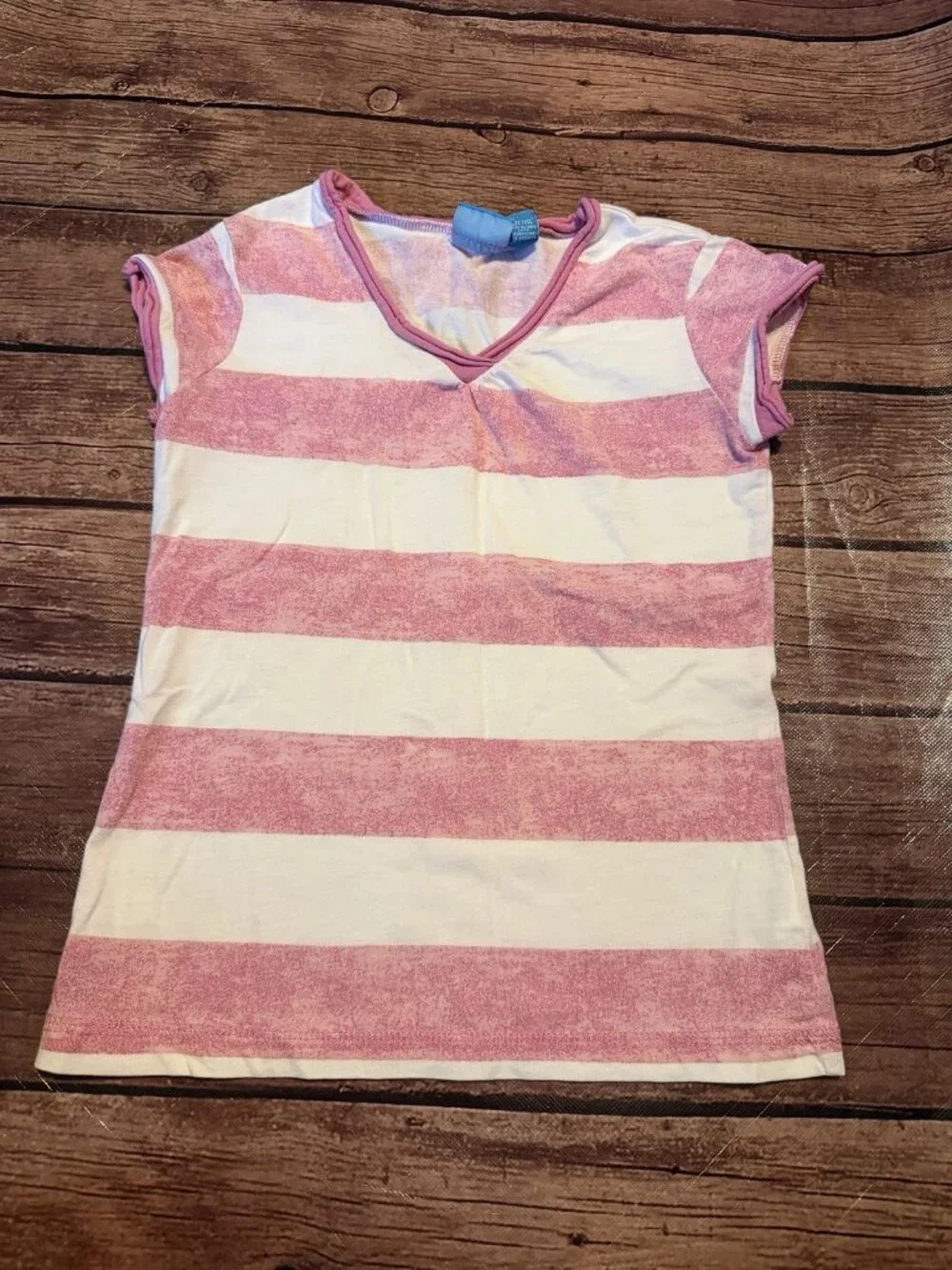 Girl’s The Children’s Place Heathered Pink and White Striped Shirt S 5/6
